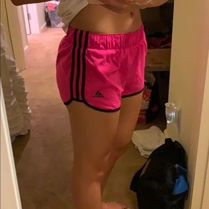 Bright pink adidas shorts